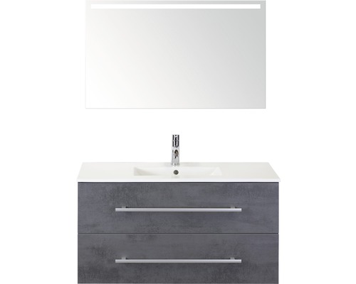 Badmöbel-Set Sanox Stretto Keramik 101x170x39 cm Keramikwaschbecken beton anthrazit mit LED-Beleuchtung Badmöbel-Set Sanox Stretto Keramik 101x170x39 cm Keramikwaschbecken beton anthrazit mit LED-Beleuchtung