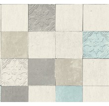 Quadratische Wandfliesen mit ornamentalen und einfarbigen Designs