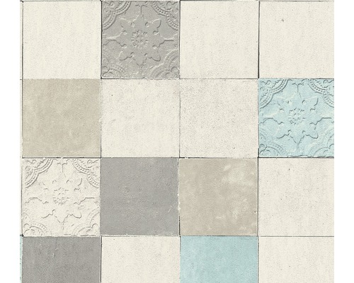 Quadratische Wandfliesen mit ornamentalen und einfarbigen Designs
