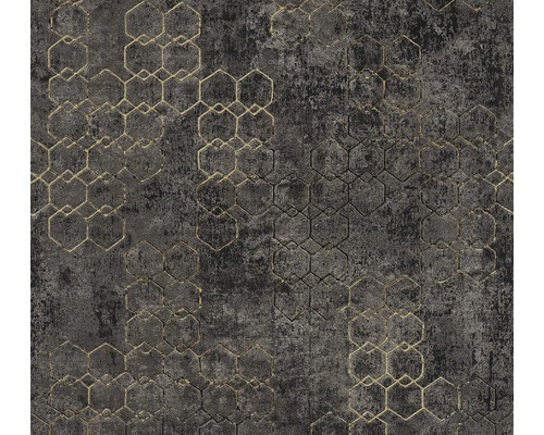 Vliestapete 37424-6 New Walls Grafik anthrazit Tapete mit geometrischem Sechseckmuster