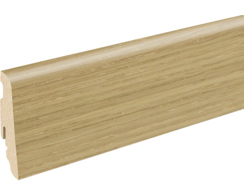 Sockelleiste SU060L MDF Eiche lichtweiß furniert 19x58x2400 mm Sockelleiste mit Holzstruktur
