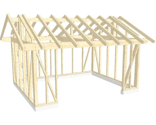 Holzkonstruktion Holzriegelbau mit Satteldach 450x550 cm