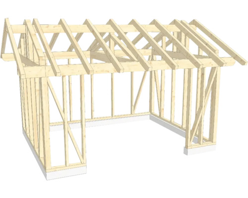 Holzkonstruktion Holzriegelbau mit Satteldach 400x500 cm
