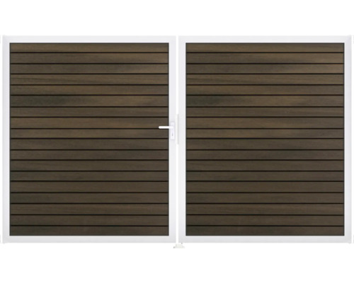 Gartentor aus Holz mit Metallrahmen