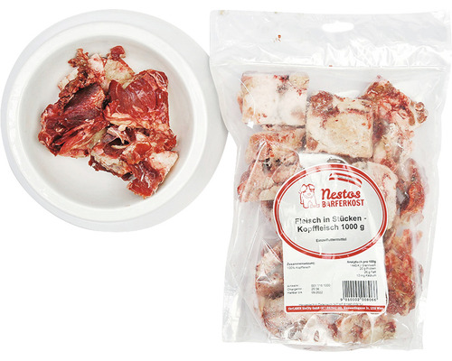 Rohfuttermittel Barf Frostfutter Nestos Fleisch Rinderwangerl 1000 g Nestos Barferkost Fleisch in Stücken, Kopfleisch, 1000 Gramm, im Napf und in der Verpackung