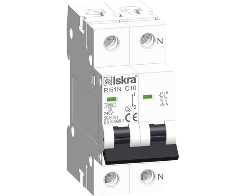 Leitungsschutzschalter Iskra® RI51N C10 10A 1-polig mit Neutralleiter