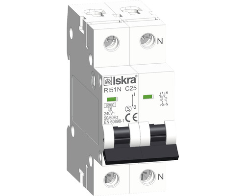 Leitungsschutzschalter Iskra® RI51N C25 25A 1-polig mit Neutralleiter