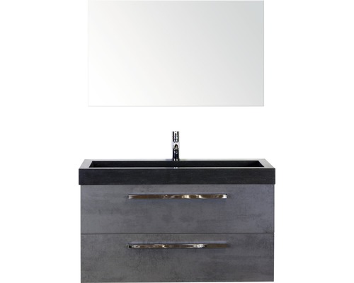 Badmöbel-Set Sanox Seville Naturstein 170x101x45,5 cm Natursteinwaschbecken Beton anthrazit mit Spiegel Badmöbel-Set Sanox Seville Naturstein 170x101x45,5 cm Natursteinwaschbecken Beton anthrazit mit Spiegel