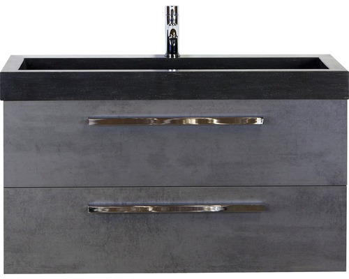 Waschbeckenunterschrank Sanox Seville 58x101x45,5 cm mit Natursteinwaschbecken Beton anthrazit Waschbeckenunterschrank Sanox Seville 58x101x45,5 cm mit Natursteinwaschbecken Beton anthrazit