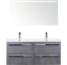 Badezimmermöbel-Set mit Waschtischunterschrank, Waschbecken und Spiegel mit Beleuchtung