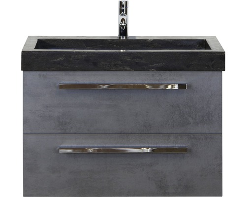 Waschbeckenunterschrank Sanox Seville 58x81x45,5 cm mit Natursteinwaschbecken Beton anthrazit Waschbeckenunterschrank Sanox Seville 58x81x45,5 cm mit Natursteinwaschbecken Beton anthrazit