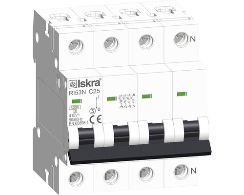 Leitungsschutzschalter Iskra® RI53N C25 25A 3-polig mit Neutralleiter