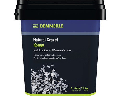 Dennerle Natural Gravel Kongo, natürlicher Kies für Süßwasseraquarien, Körnung 3 bis 8 Millimeter, 2,5 Kilogramm