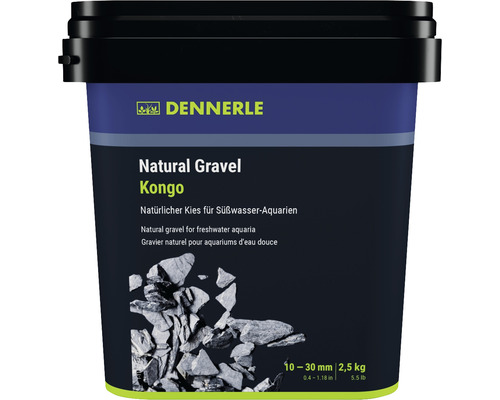 Aquarienkies Natural Gravel Kongo Dennerle 10 - 30 mm schwarz 2,5 Kilogramm Aquascaping Dennerle Natural Gravel Kongo im Eimer, natürlicher Kies für Süßwasseraquarien, Körnung 10 bis 30 Millimeter, 2,5 Kilogramm