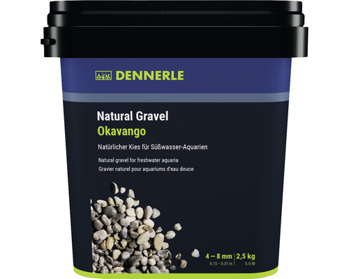 Dennerle Natural Gravel Okavango im 2,5 Kilogramm Eimer für Süßwasser-Aquarien mit einer Körnung von 4 bis 8 Millimetern