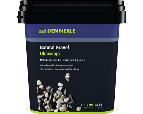 Aquarienkies Natural Gravel Okava Dennerle 8 - 12 mm braun 2,5 Kilogramm Aquascaping Dennerle Natural Gravel Okavango im 2,5 Kilogramm Eimer für Süßwasseraquarien mit 8 bis 12 Millimeter Körnung