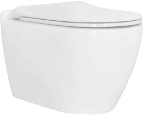 Wandtiefspülklosett-Set Sanotechnik GU100 spülrandlos Abgang waagrecht weiß mit WC-Sitz