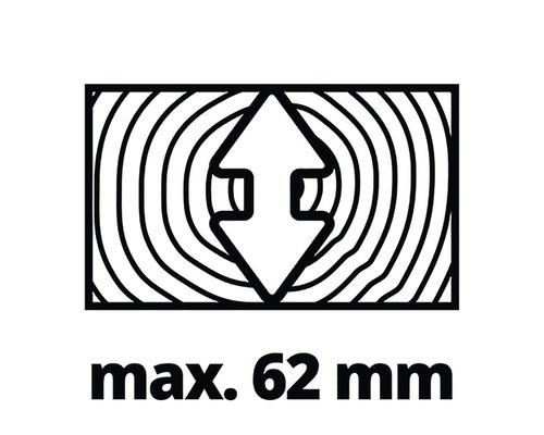 Maximale Holzdicke 62 Millimeter