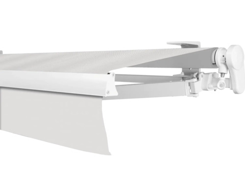 SOLUNA Gelenkarmmarkise Proof 5x2 Stoff Dessin 0001 Gestell RAL 9010 reinweiß Antrieb rechts inkl. Kurbel