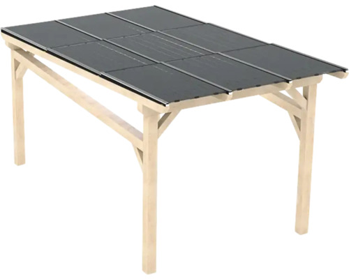Holzkonstruktion Pultdach mit Photovoltaik 2,7 kWp 500 x 320 cm Freistehende Holzterrasse mit Solardach