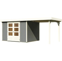 Gartenhaus Karibu Kodiak 5 inkl. Anbaudach 2,4 m 554 x 262 cm terragrau