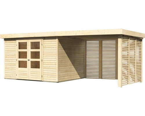 Holz Gartenhaus mit Doppeltür und Lamellenwand