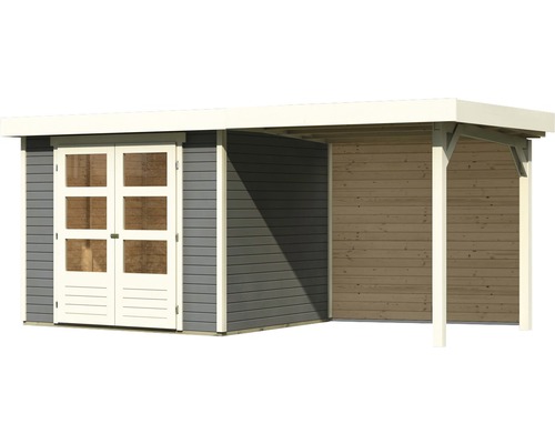 Gartenhaus mit Doppeltür und überdachter Veranda