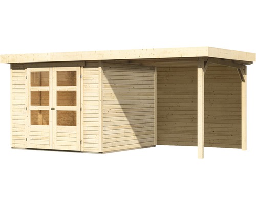 Holzgartenhaus mit Doppeltür und Überdachung