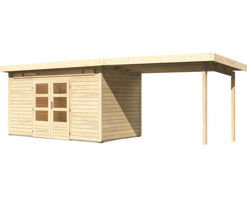 Holzgartenhaus mit Carport Anbau