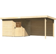 Holzgartenhaus mit Anbau und Tür