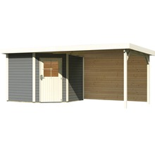 Holzgartenhaus mit Anbau und Tür