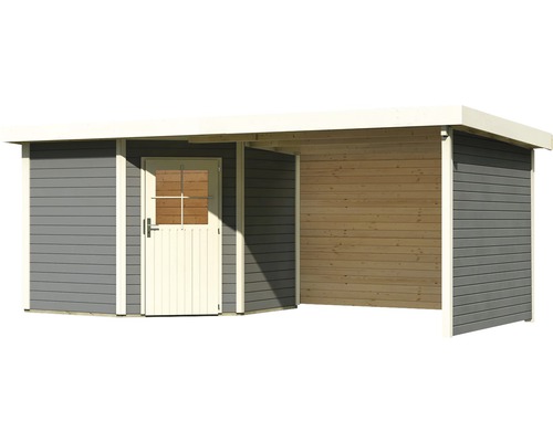 Holzgartenhaus mit Vordach und Tür