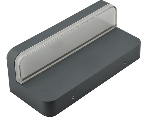 Graue rechteckige Wandleuchte mit transparentem Glas