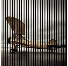 Dekoratives Bild mit einem Flugzeug hinter vertikalen Linien als Wandbild