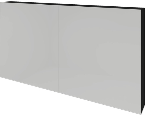 Spiegelschrank Sanox 2-türig 120x12x65 cm schwarz matt doppelt verspiegelt