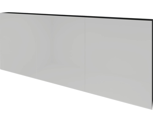 Spiegelschrank Sanox 3-türig 160x12x65 cm schwarz matt doppelt verspiegelt Grauer Hängeschrank mit drei Türen