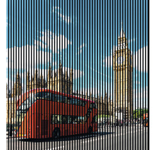 Illustration einer Londoner Szene mit Doppeldeckerbus und Big Ben