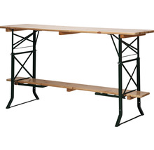 Biertischgarnitur mit einem Tisch und einer Bank aus Holz und Metall