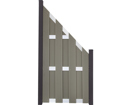 Abschlusselement GroJa Merano vormontiert ohne Pfosten 84,30 x 180/90 cm grau Gartentor aus Kunststoff mit gerader Oberkante