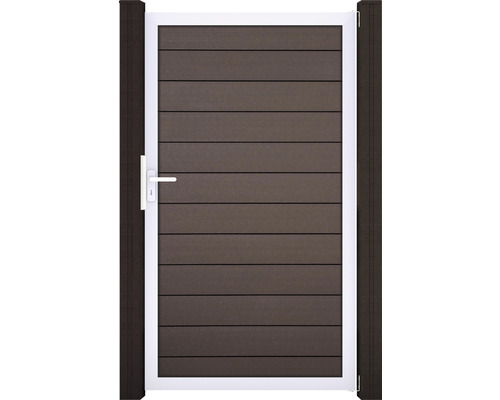 Einzeltor GroJa Flex vormontiert ohne Pfosten Rahmen silber 100 x 180 cm terra Gartentor mit horizontalen Lamellen und Griff