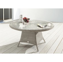 Gartentisch Destiny LUNA Ø120x75cm, mit aufgelegter Glasplatte, vintage weiß
