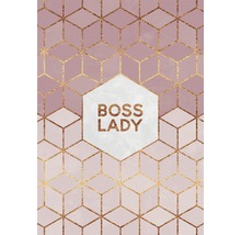 Grafik mit geometrischem Muster und dem Schriftzug Boss Lady
