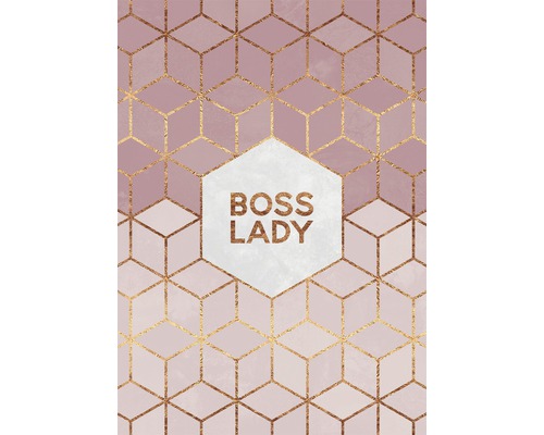 Grafik mit geometrischem Muster und dem Schriftzug Boss Lady