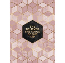 Dekoratives Poster mit geometrischem Muster und inspirierendem Zitat