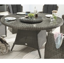 Gartentisch Destiny LUNA Ø150x75 cm mit Drehteller, Polyrattan, vintage grau