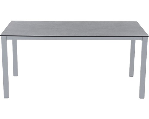Gartentisch Siena Garden Loft Sola 160 x 90 cm silber Gestell aus Aluminium in silber, Gartentischplatte aus HPL in dark stone Esstisch mit Metallgestell und Tischplatte