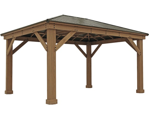 Holzpavillon mit Metalldach