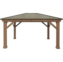 Pavillon mit Metalldach und Holzrahmen
