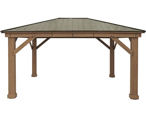 Pavillon mit Metalldach und Holzrahmen