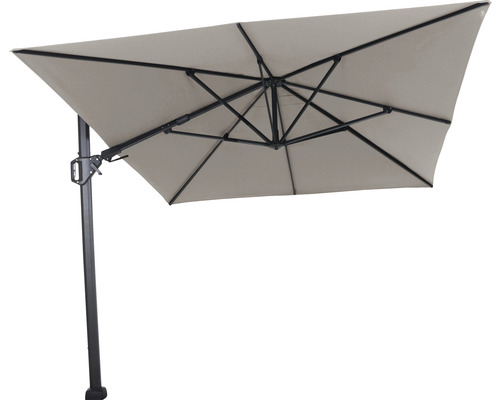Freiarm-Sonnenschirm mit rechteckigem Schirm und schwarzem Gestell